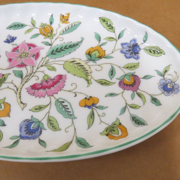 Vintage Bone China Minton Haddon Hall Oval Trinket Dish 8.5" Floral Pattern - Picture 4 of 6